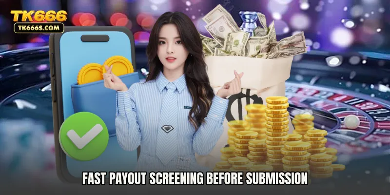 Fast payout screening before submission